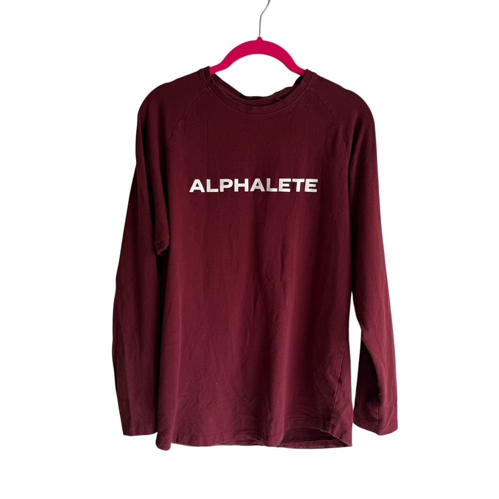 ALPHALETE‎ Burgundy Long Sleeve Performance Fit Gym Athletic Mens Top, S
